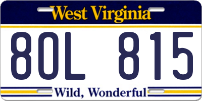 WV license plate 8OL815