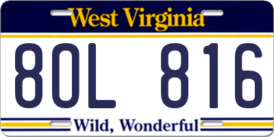 WV license plate 8OL816
