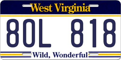 WV license plate 8OL818