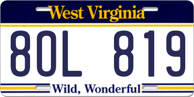 WV license plate 8OL819