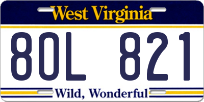 WV license plate 8OL821