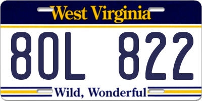 WV license plate 8OL822