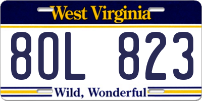 WV license plate 8OL823
