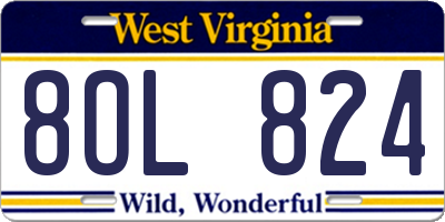 WV license plate 8OL824