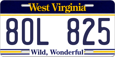 WV license plate 8OL825