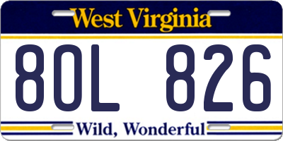 WV license plate 8OL826