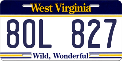 WV license plate 8OL827