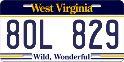 WV license plate 8OL829