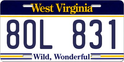WV license plate 8OL831