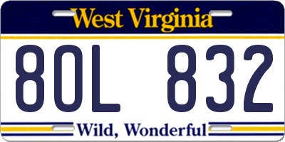 WV license plate 8OL832