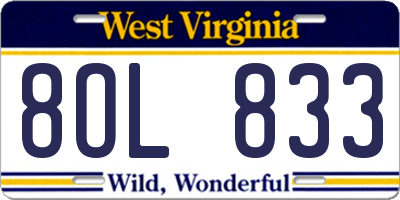 WV license plate 8OL833