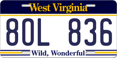 WV license plate 8OL836