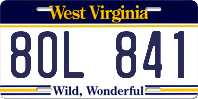 WV license plate 8OL841