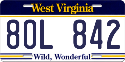 WV license plate 8OL842