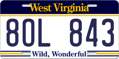 WV license plate 8OL843