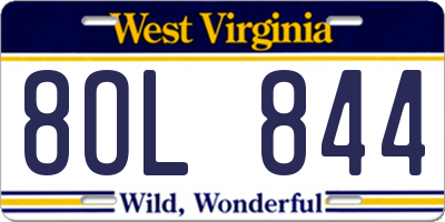 WV license plate 8OL844