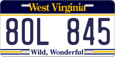 WV license plate 8OL845