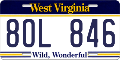 WV license plate 8OL846