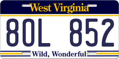 WV license plate 8OL852