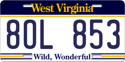 WV license plate 8OL853
