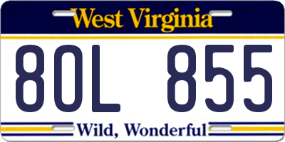 WV license plate 8OL855
