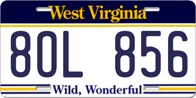 WV license plate 8OL856