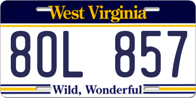 WV license plate 8OL857