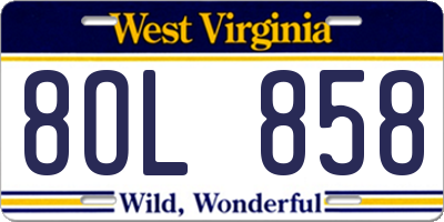 WV license plate 8OL858