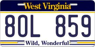 WV license plate 8OL859