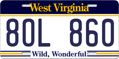 WV license plate 8OL860