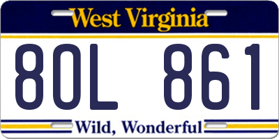 WV license plate 8OL861