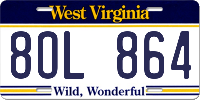 WV license plate 8OL864