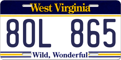 WV license plate 8OL865