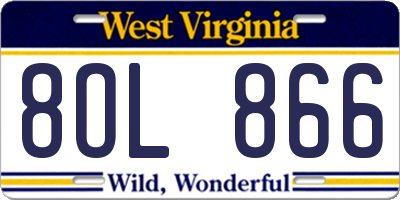 WV license plate 8OL866