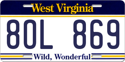 WV license plate 8OL869