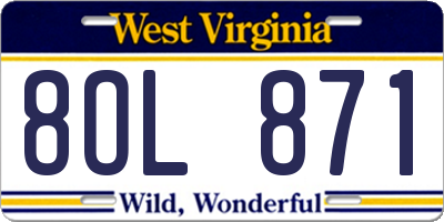 WV license plate 8OL871