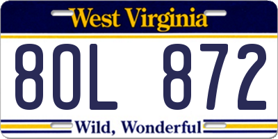WV license plate 8OL872
