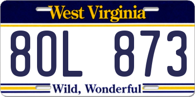 WV license plate 8OL873
