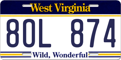 WV license plate 8OL874