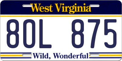 WV license plate 8OL875
