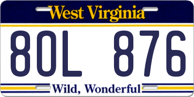 WV license plate 8OL876