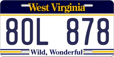 WV license plate 8OL878