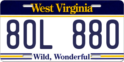 WV license plate 8OL880