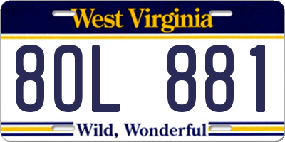 WV license plate 8OL881