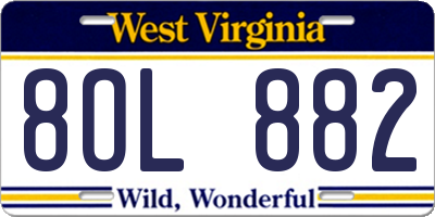 WV license plate 8OL882