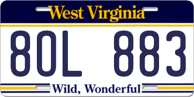 WV license plate 8OL883