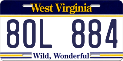 WV license plate 8OL884