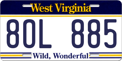 WV license plate 8OL885