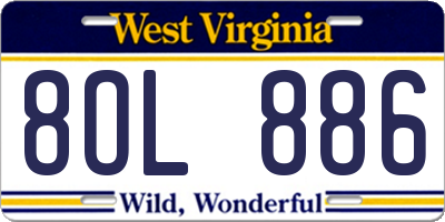 WV license plate 8OL886