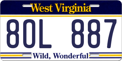 WV license plate 8OL887